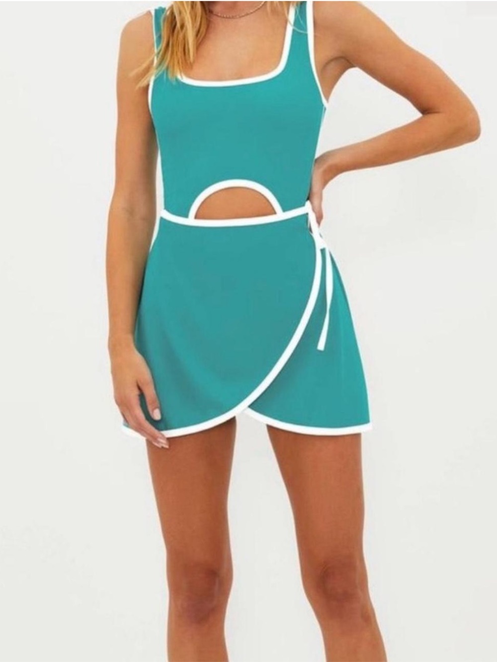 BEACH RIOT Astrid Mini Cutout Wrap Skort Tennis Dress Green Size Small
